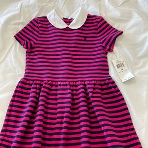 Girls Ralph Lauren size 6x Navy/Pink striped dress